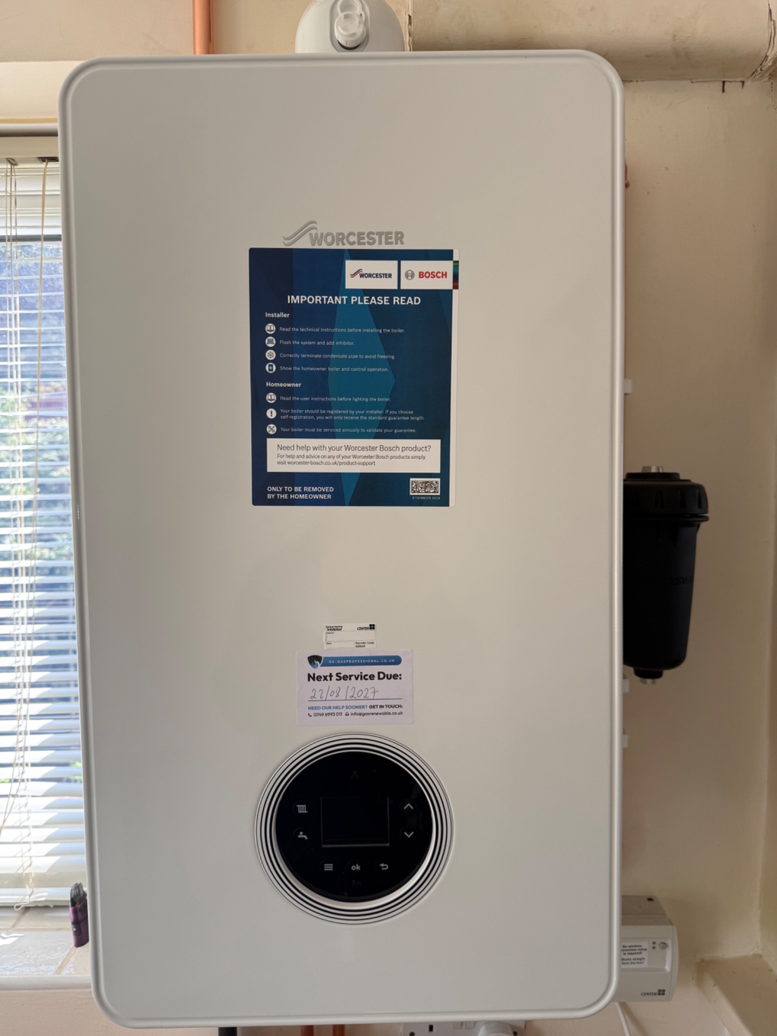 New Worcester Bosch combi boiler after a combi conversion in Shepshed