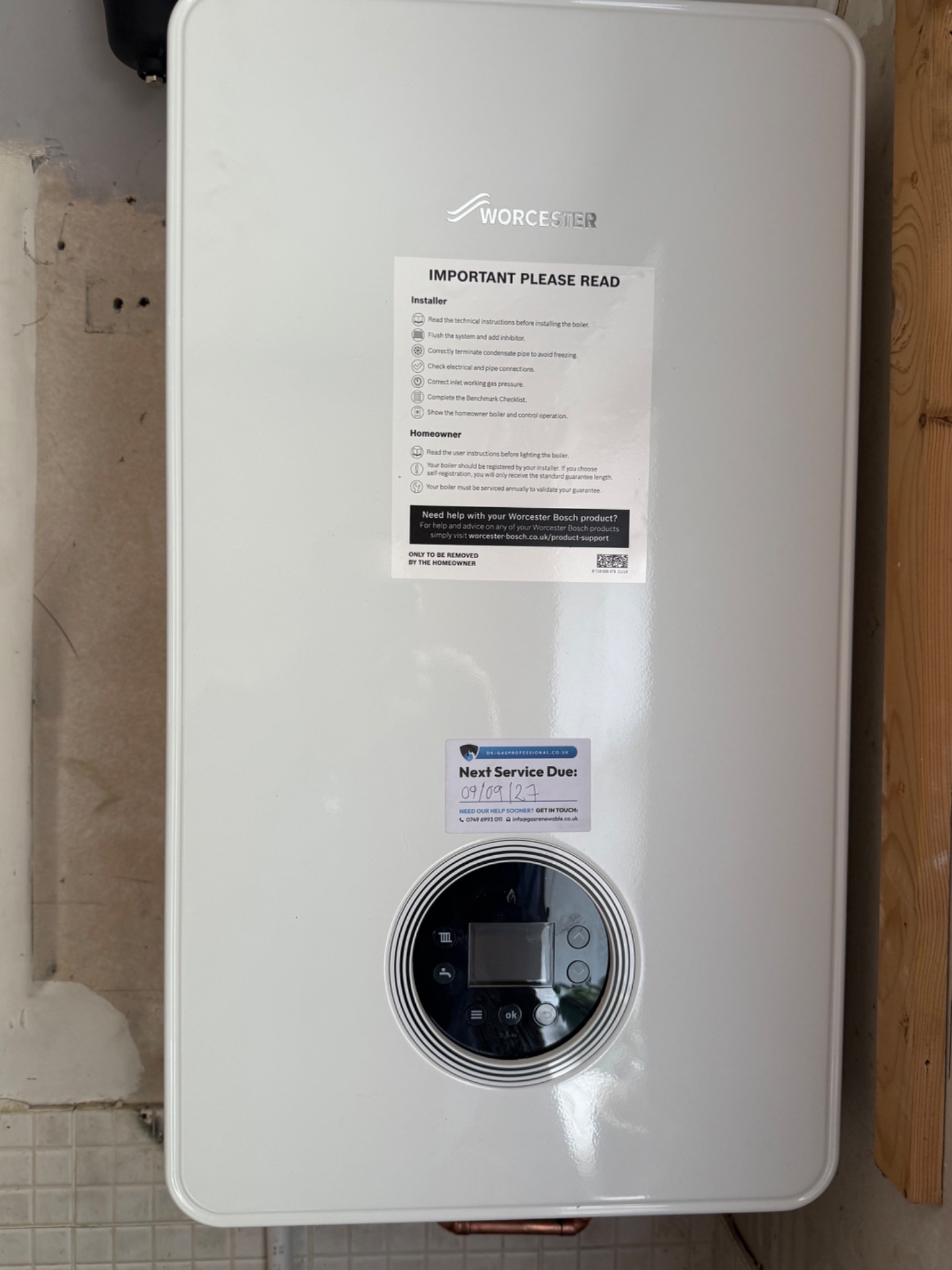 New Worcester Bosch combi boiler installed and commissioned in a Nottingham home